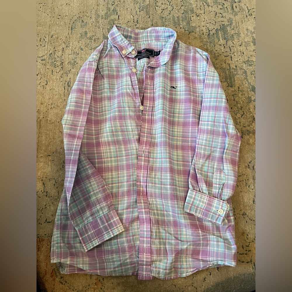Purple Plaid Boys Vineyard Vines Button-Up Shirt